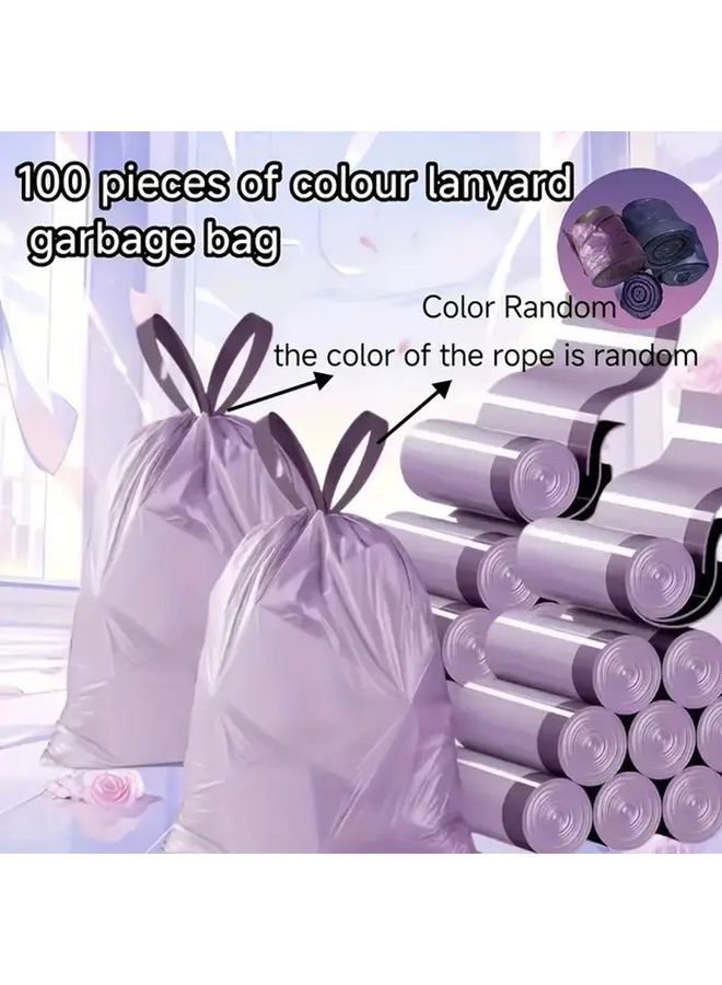 Purple Drawstring Trash Bags 100 Pieces High Quality Disposable Waste Bags For Kitchen Bathroom Home - Image 2