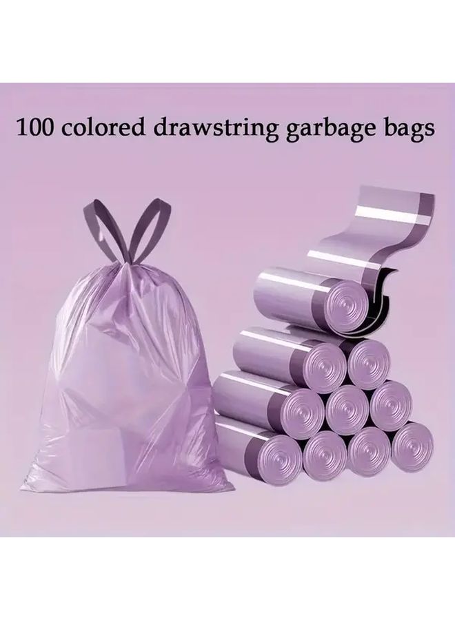 Purple Drawstring Trash Bags 100 Pieces High Quality Disposable Waste Bags For Kitchen Bathroom Home - Image 5