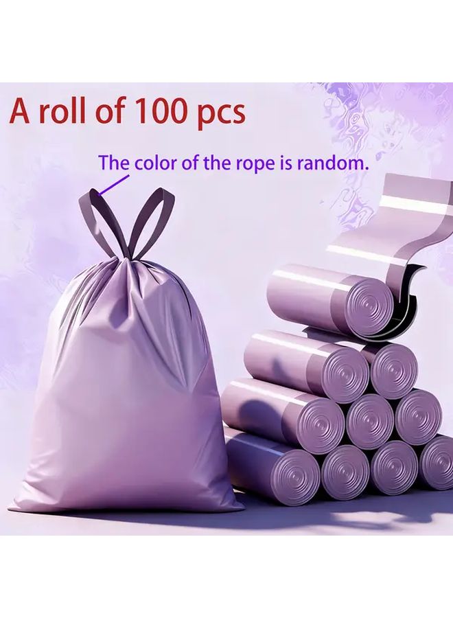Purple Drawstring Trash Bags 100 Pieces High Quality Disposable Waste Bags For Kitchen Bathroom Home - Image 1