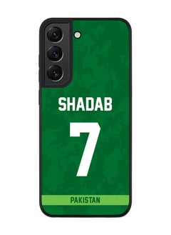 Rugged Black Edge Case for Samsung Galaxy S21 5G, Slim fit Soft Case Flexible Rubber Edges Thin Cover - Player Name - Shadab Khan, Jersey Number- 7