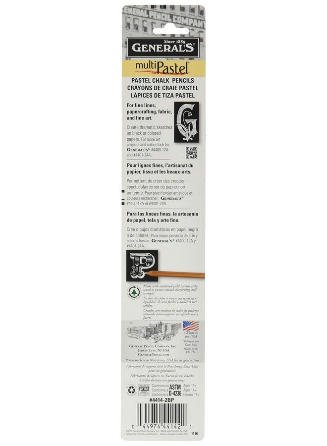 General's Multipastel Chalk Pencils 2/Pkg-White - Image 2