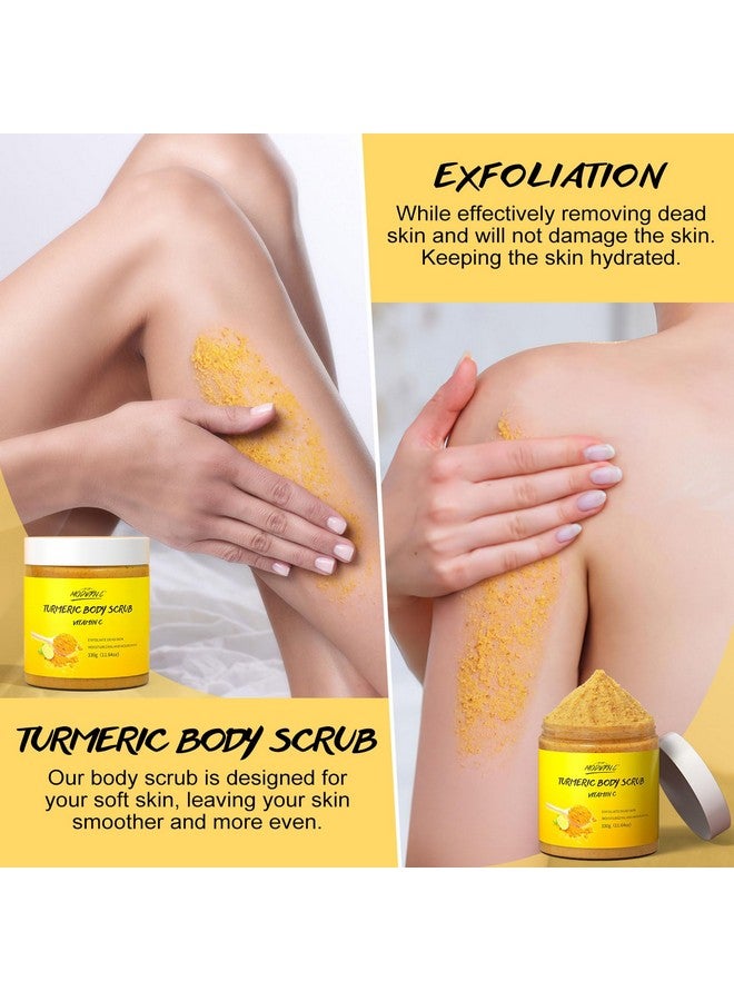 POP MODERN.C Turmeric and Vitamin C Body Scrub Remove Dead Skin Improve Dark Spots Acne Natural Organic Exfoliating Deep Cleansing Exfoliator for Body Butt Bikini Area Body Care with Loofah - Image 2