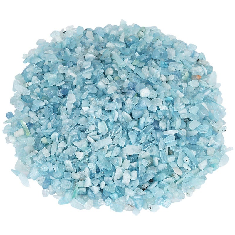 SUNYIK Aquamarine Tumbled Chips Stone Crushed Crystal Quartz Pieces Irregular Shaped Stones 1pound(about 460 gram) - Image 1