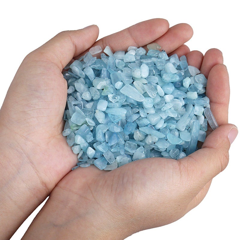 SUNYIK Aquamarine Tumbled Chips Stone Crushed Crystal Quartz Pieces Irregular Shaped Stones 1pound(about 460 gram) - Image 4