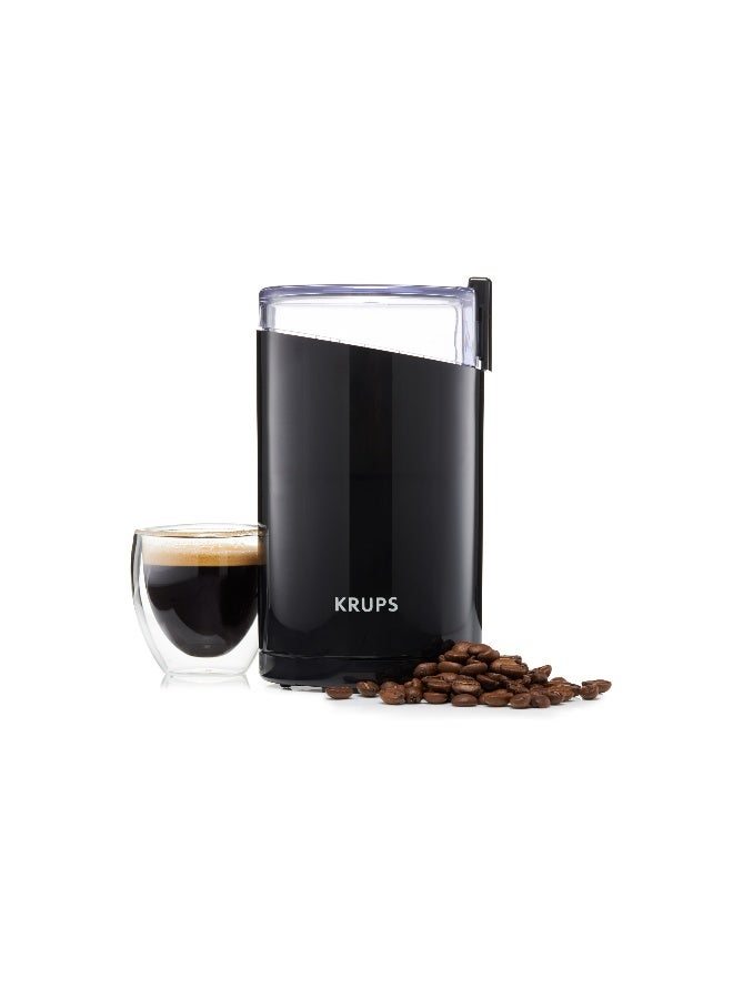 KRUPS Coffee Grinder | 75 g capacity | 200 W | For Coffee beans, spices, herbs and nuts | Stainless steel blades | Black | F2034238 0.07 L 200 W F2034238 black - Image 1