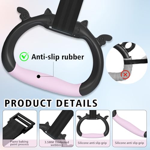 GDLPZM Gymnastics Rings, Children's Home Gym Equipment, Children's Adjustable Strap Strength Training Rings, Pulling Rings for Physical Training (Black Pink) - Image 3