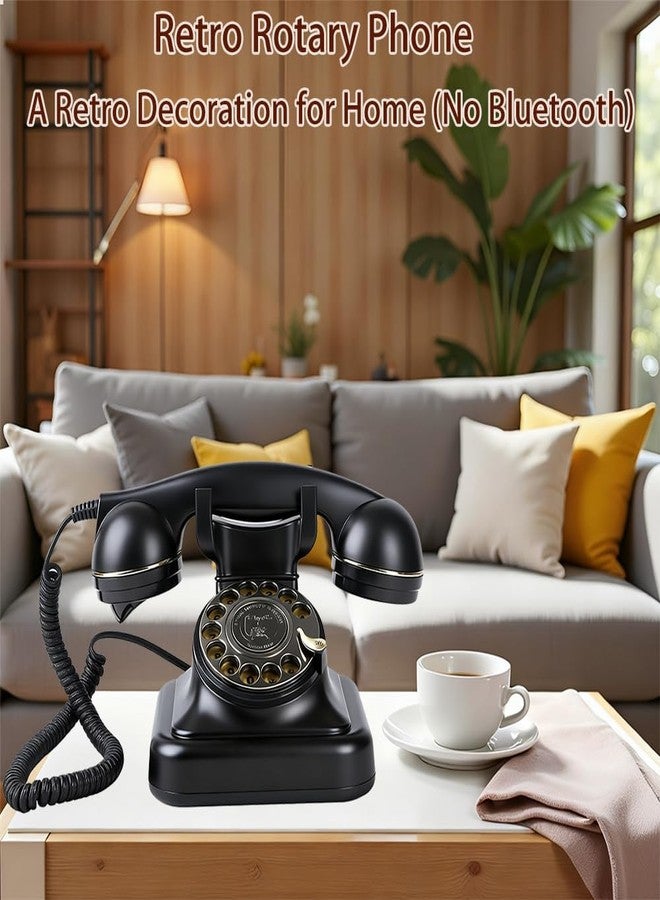 HTMengt Retro Rotary Landline Phone with Speaker, Real Antique Telephone with Redial, Vintage Rotary Corded Phone from 1960s, Silence Available, Redial, Retro Phone for Decoration,Home, Black (007 Black) - Image 2