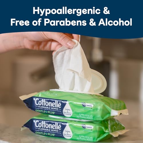 Cottonelle GentlePlus Flushable Wet Wipes with Aloe & Vitamin E, 2 Refill Packs, 168 Wipes Per Pack (336 Total), Packaging May Vary - Image 2