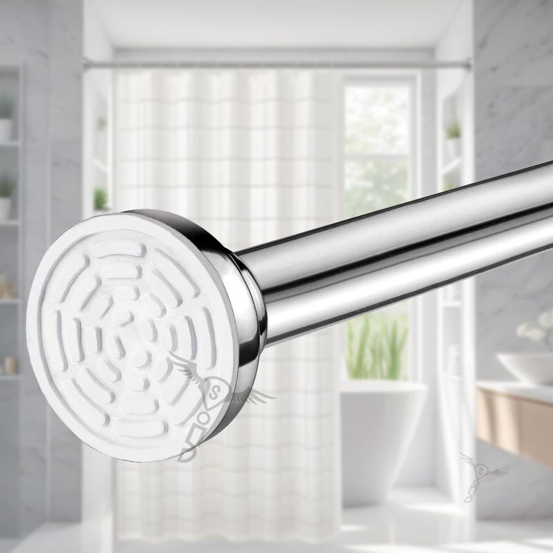 Sittella 125Cm To 220Cm Extendable Shower Curtain Tension Rod NonDrilling AntiSkid Spring Pull Rod Stainless Steel Silver - Image 1