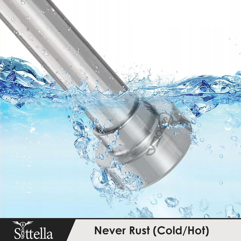Sittella 125Cm To 220Cm Extendable Shower Curtain Tension Rod NonDrilling AntiSkid Spring Pull Rod Stainless Steel Silver - Image 5