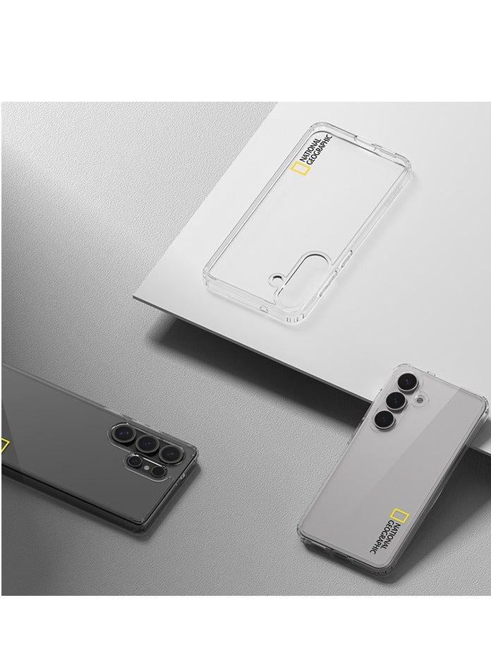 NATIONAL GEOGRAPHIC حافظة كريستال كلير V2 جيل هارد جالاكسي S25 ألترا - شعار أبيض - Image 2