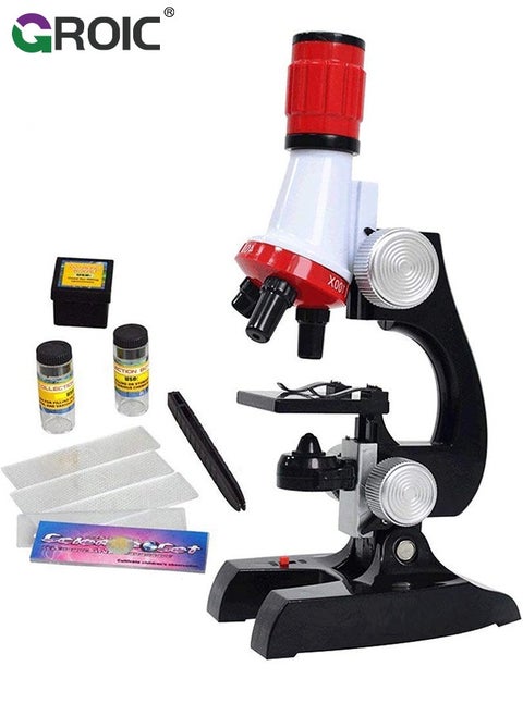 Kids Science Toy Kits, Microscope Toys for kids, Beginner Microscope Set with LED 100X 400X and 1200X Magnification Kids Educational Toy Birthday Educational Tools