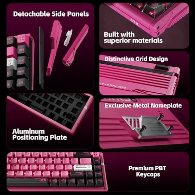 rayihni لوحة مفاتيح الألعاب RS6 ULTRA ALUMINUM بتقنية هول - 65% مدمجة 68 مفتاح، 0.001 مم RT، 8K استجابة، قابلة للتبديل الساخن، RGB (أسود-TTC RGB MAGNETO) - Image 2