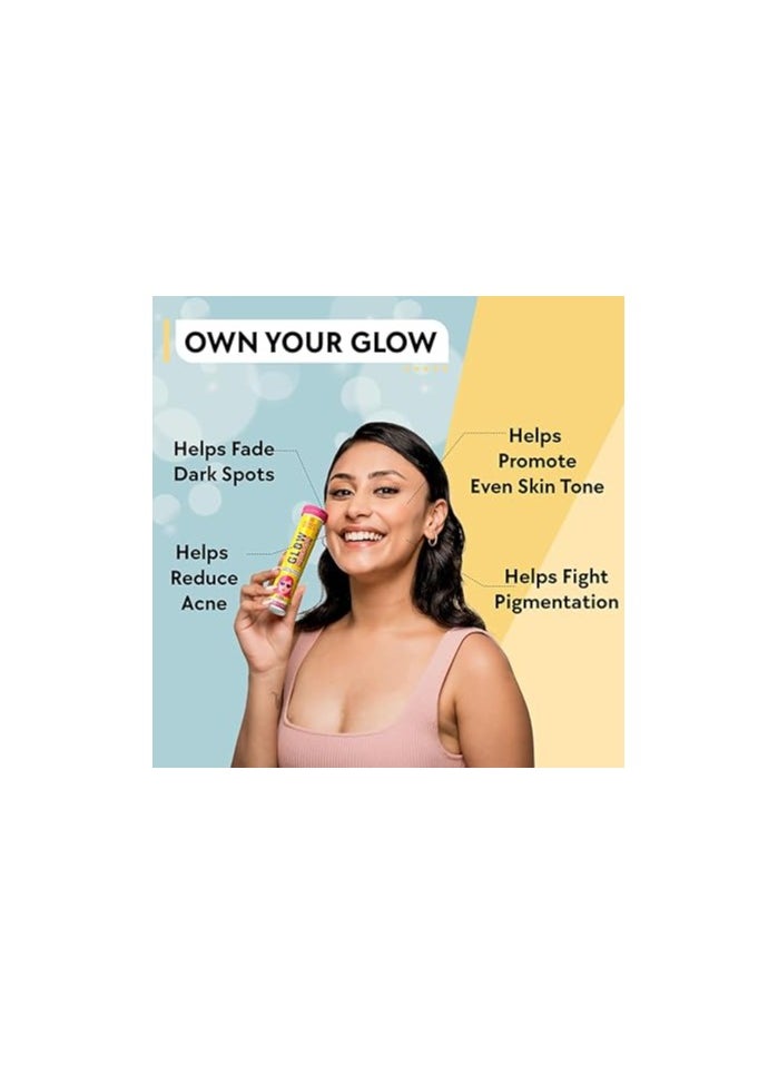 Chicnutrix Glow- 10 Effervescent Tablets| Japanese Glutathione & Vit. C| Antioxidants for clear, glowing skin| Sugar-free, Strawberry-lemon flavour.