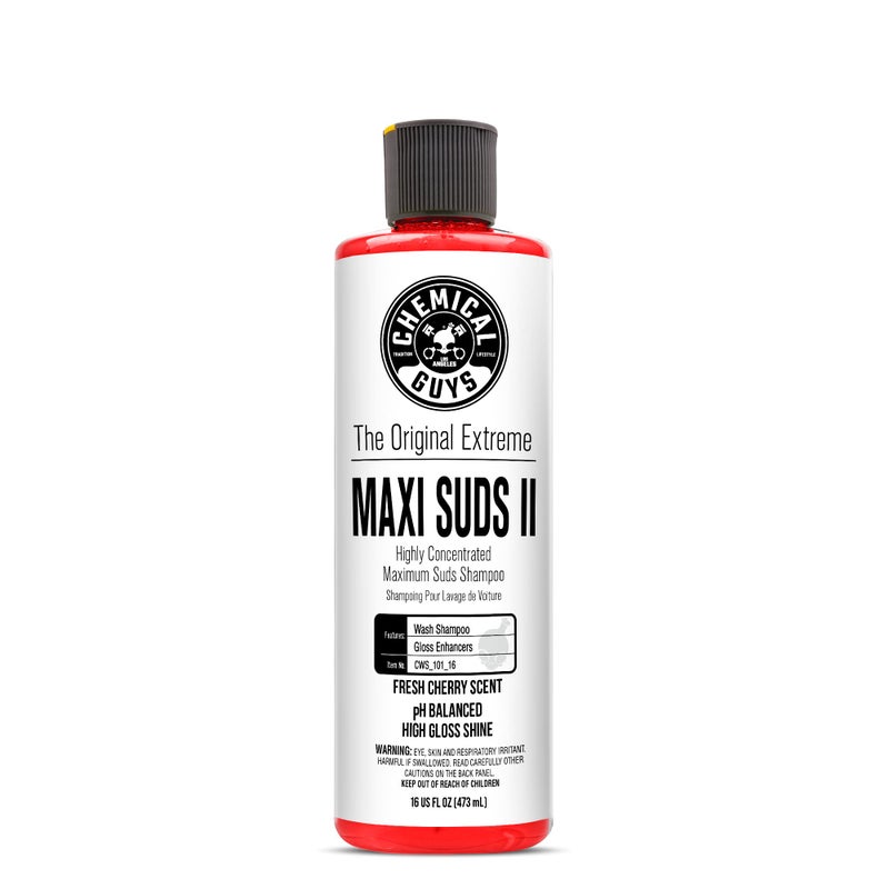 Chemical Guys CWS_101_16 Maxi-Suds II Foaming Car Wash Soap (Works with Foam Cannons, Foam Guns or Bucket Washes) Safe for Cars, Trucks, Motorcycles, RVs & More, 16 fl oz, Cherry Scent - Image 1
