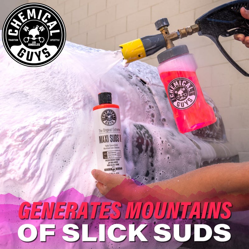 Chemical Guys CWS_101_16 Maxi-Suds II Foaming Car Wash Soap (Works with Foam Cannons, Foam Guns or Bucket Washes) Safe for Cars, Trucks, Motorcycles, RVs & More, 16 fl oz, Cherry Scent - Image 3