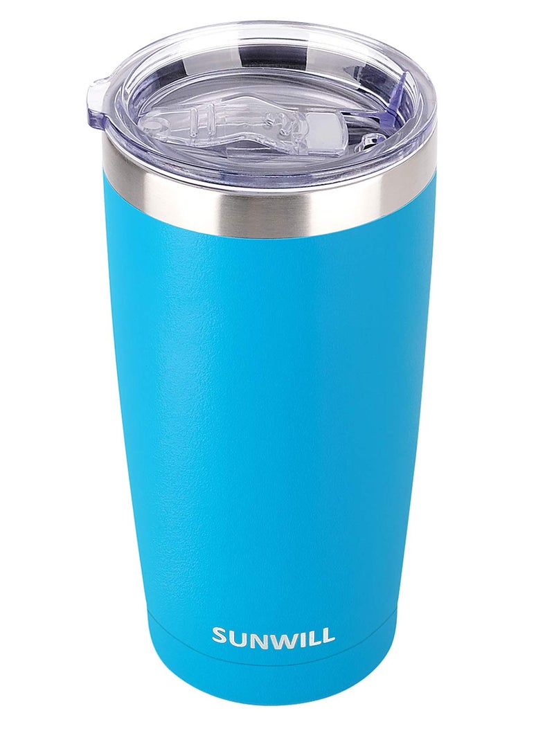 SUNWILL Travel Coffee Tumbler 20 oz Insulated Mug with Lid Stainless Steel Cup for Outdoor Powder Coated Royal Blue