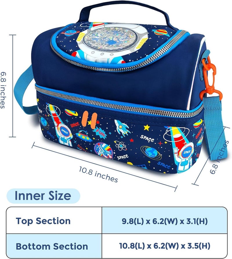 EXILOM حقيبة غداء للأطفال، حقيبة غداء للفتيات والفتيان، حقيبة غداء عازلة حرارياً، حقيبة للتوائم والمراهقين، حقيبة سفر مدرسية، حامل زجاجة ماء وعلبة غداء بحزام قابل للتعديل - Image 3