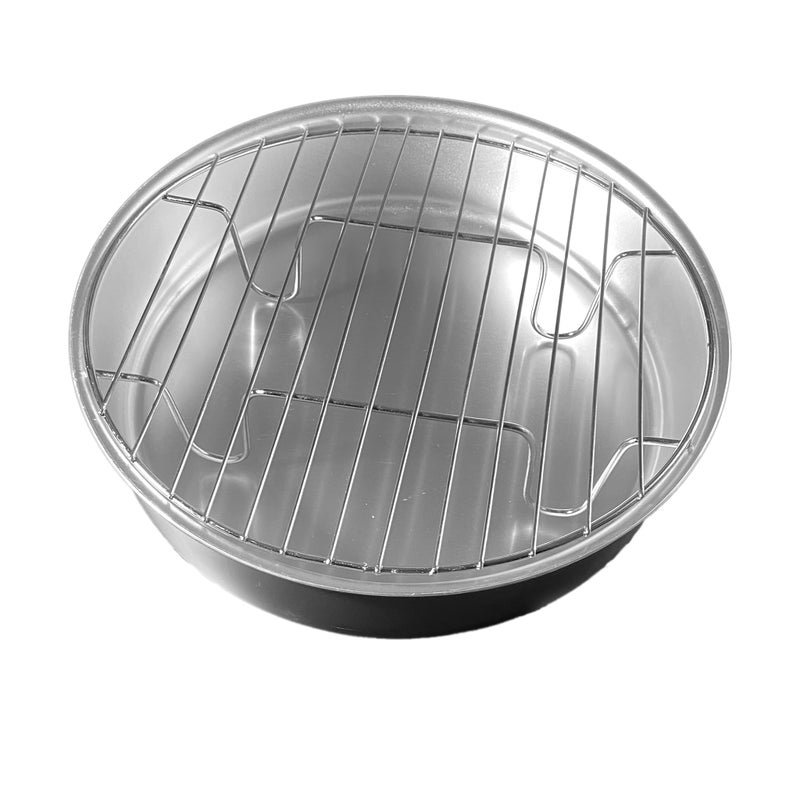 Smile House - Aluminum Roasting Pan Tray with Mesh Grill rack - Round (32x6cm) - Image 1