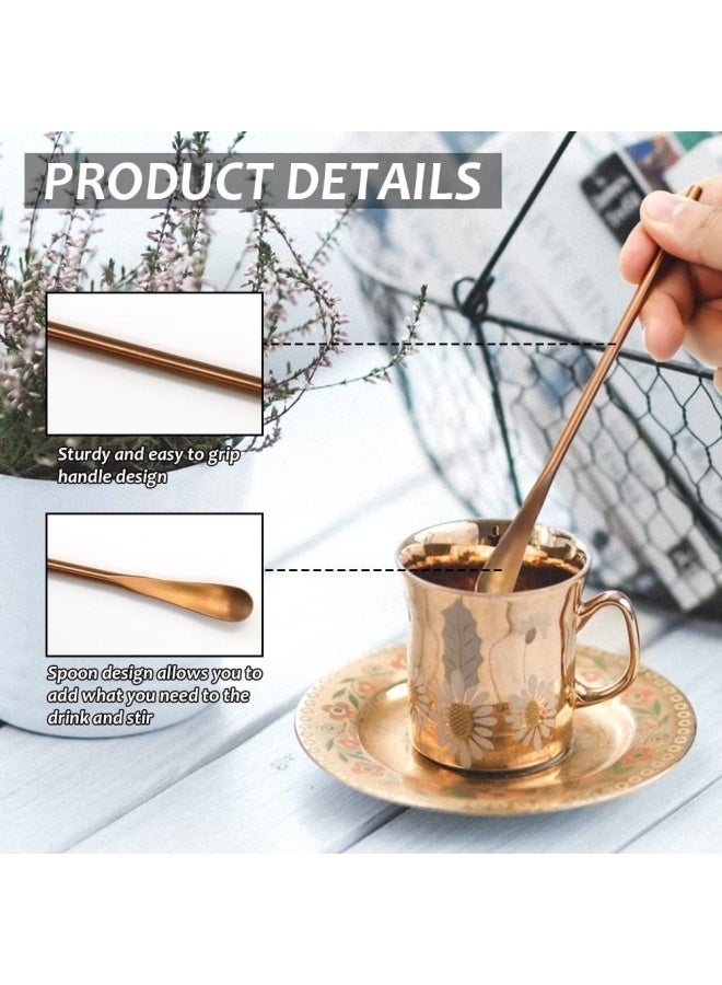 4 ألوان من أعواد تقليب الشاي والكوكتيل الصلبة المصنوعة من الفولاذ المقاوم للصدأ 304، ملاعق تقليب المشروبات بمقبض قصير، ملعقة تقليب قهوة قابلة لإعادة الاستخدام، 5.91 بوصة/15 سم - Image 3