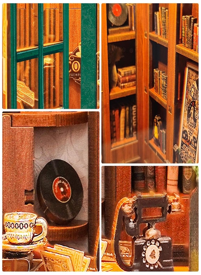 Foyucool DIY Book Nook Kit, Miniature Bookshelf Decor with LED Lights, Laser-Cut Wooden Craft Set for Adults, Creative Gift for Christmas, Birthday, Leisure Time - Image 3