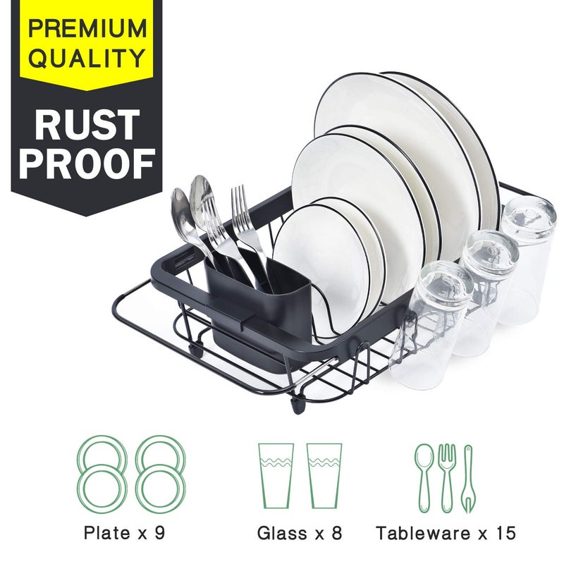 TOOLF Expandable Dish Drying Rack Over The Sink Adjustable Dish Rack in Sink Or On Counter Dish Drainer with Utensil Holder Rustproof for Kitchen - Image 4