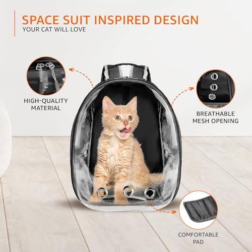 GTC Astronaut Transparent Pet Carrier Backpack for Cats and Small Dogs Airline Approved Breathable Mesh and Ventilation Holes Sturdy Pad (Standard) - Image 5