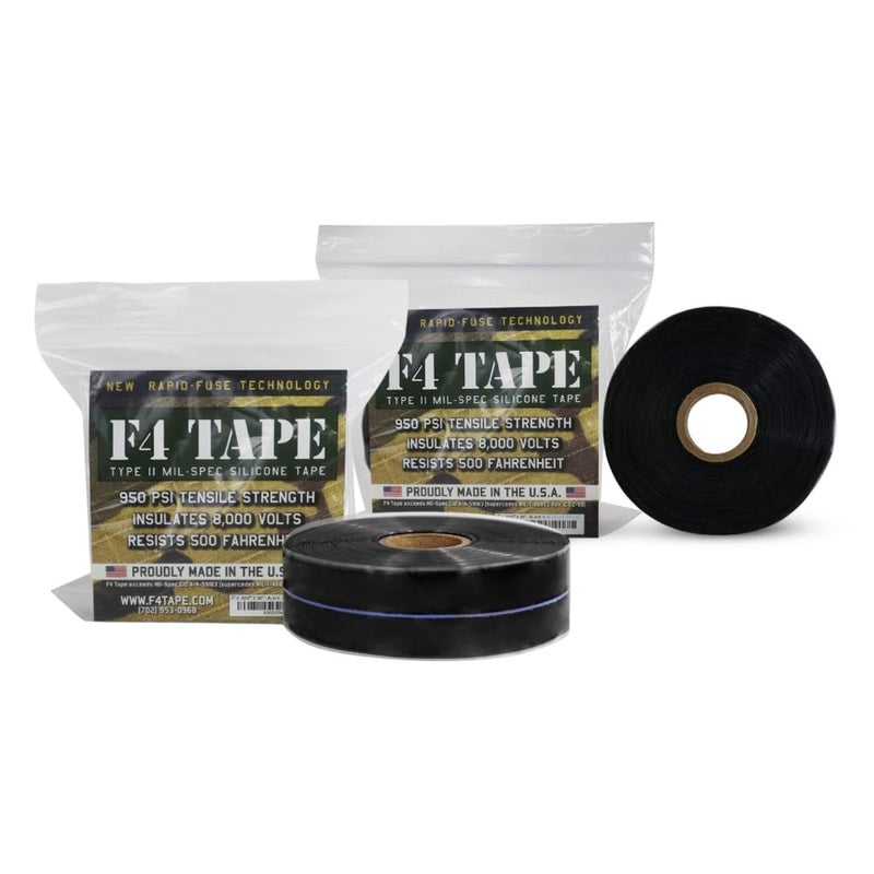 Bondit F4 Emergency Self-Fusing Silicone Tape, Repair Plumbing Pipe & Radiator Hose Leak, Electrical Insulation, Permanent Bonding, Waterproof, 1" x 36' x 20mil, Black, Pack of 2 - Image 1