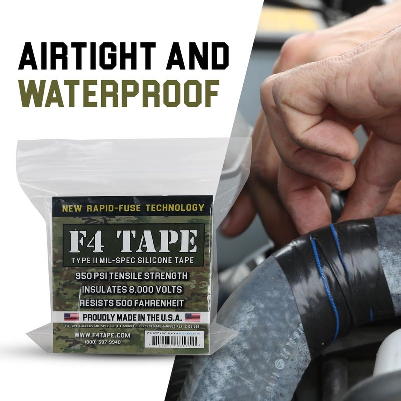 Bondit F4 Emergency Self-Fusing Silicone Tape, Repair Plumbing Pipe & Radiator Hose Leak, Electrical Insulation, Permanent Bonding, Waterproof, 1" x 36' x 20mil, Black, Pack of 2 - Image 3