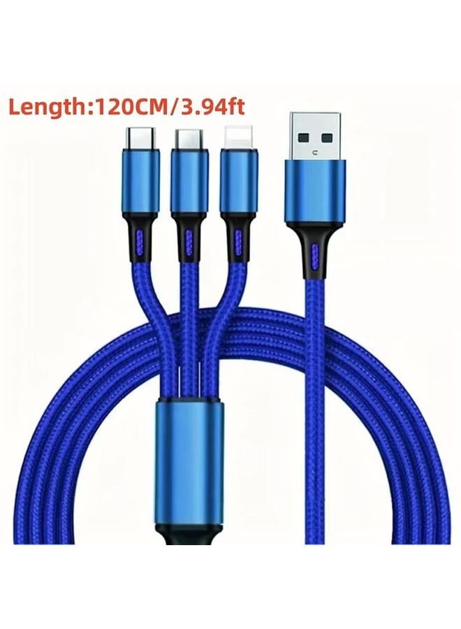 كابل شحن مجدول من النايلون 3 في 1 بألوان مختلطة لأنظمة iOS و Type C و Micro USB - Image 4