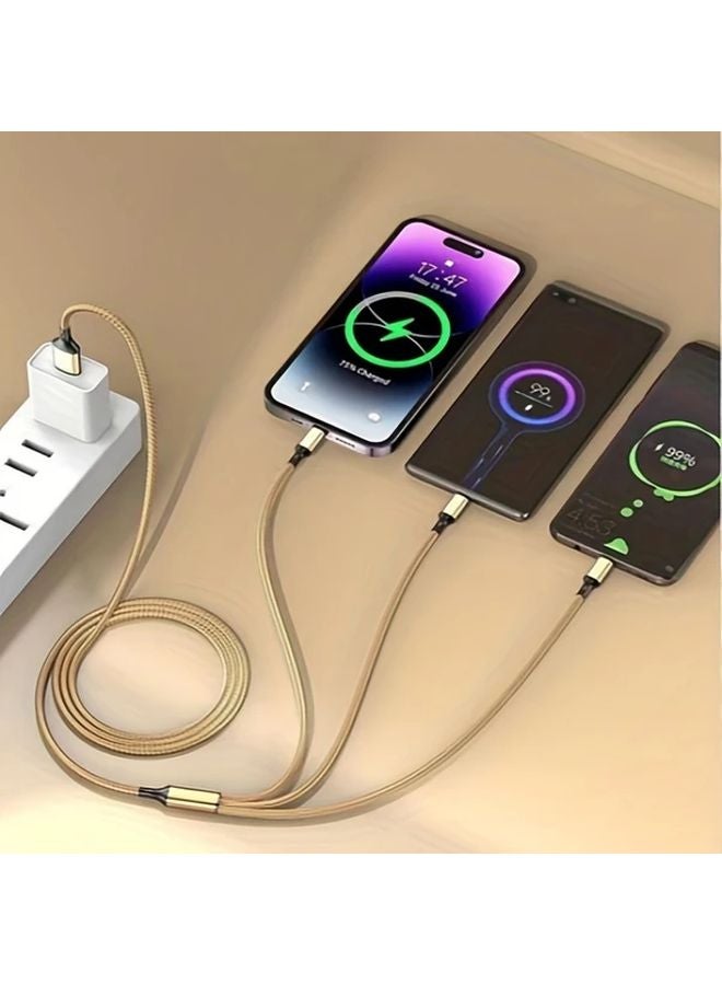 كابل شحن مجدول من النايلون 3 في 1 بألوان مختلطة لأنظمة iOS و Type C و Micro USB - Image 5