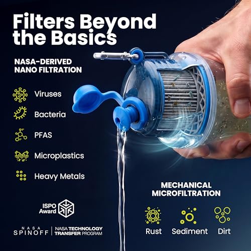 OKO KO H2O Purification Water Bottle with Advanced Filtration Portable Water Filter Bottle for Travel Hiking On the Go BPAFree Reusable Bottle Long Lasting 100 Gallon Filter 22 Oz - Image 3