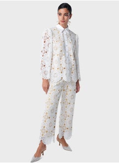 Threadz by Ajooni Bell Sleeve Lace Shirt And Pant Set  - Image 1