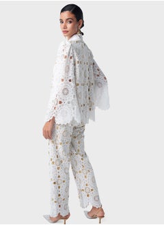 Threadz by Ajooni Bell Sleeve Lace Shirt And Pant Set  - Image 2