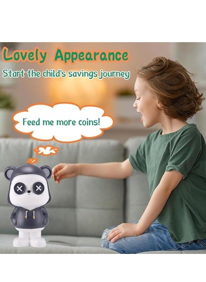 WISHWIND Black Cool Panda with Hoodie Piggy Bank (Large) – Fun and Stylish Panda-Shaped Money Box for Kids, Teens, and Collectors, Perfect for Saving and Decorative Display - Image 4