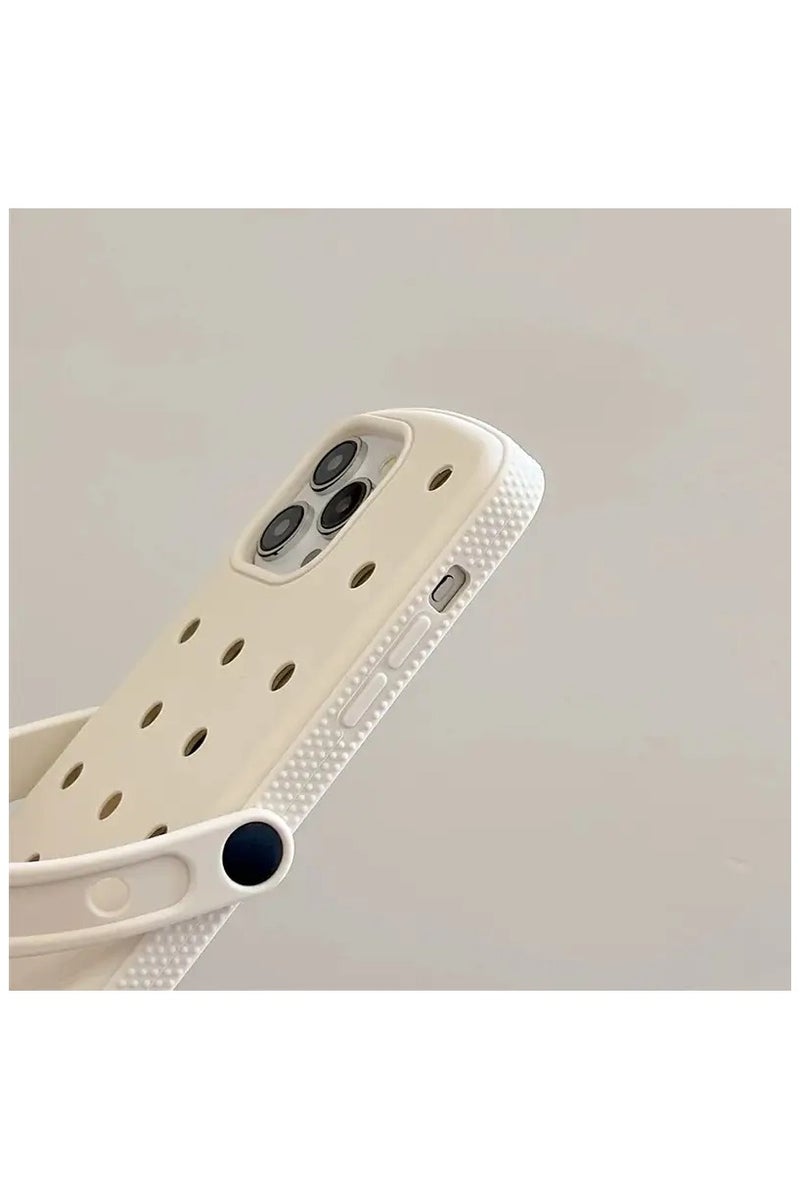 crocs iPhone 16 Pro Max Silicone Case with Wrist Strap Handle & DIY Crocs Charms Holes – Matte Solid Color, Shockproof Bumper, Trendy & Functional Design - Image 2