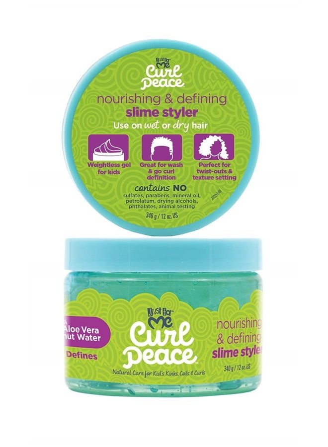 Curl Peace Just For Me Curl Peace Nourishing & Defining Slime Styler (3 Pack). Children's weightless hair gel perfect for wash and go curl definition or texture setting. 12oz. - Image 4