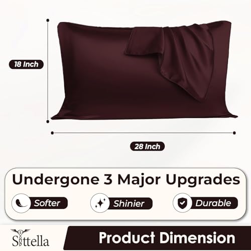 SITTELLA® 72x46 cm Set of 2 Satin Silk Pillow Covers | 600 TC Soft Pillowcase for Hair & Skin | Envelope Closure | Brown |1 Free Scrunchie Included - Image 2