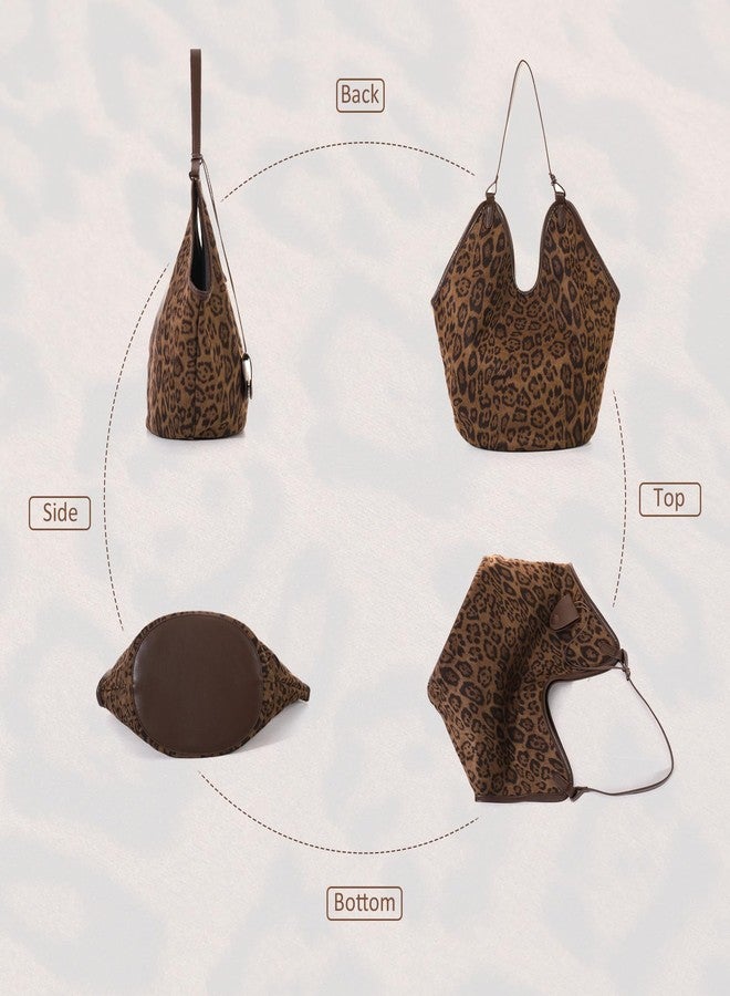 SUKUTU Leopard Tote Bag for Women Large Capacity Suede Leather Cheetah Print Purse Vintage Hobo Bags - Image 5