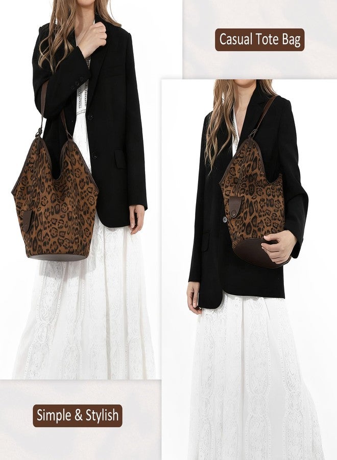 SUKUTU Leopard Tote Bag for Women Large Capacity Suede Leather Cheetah Print Purse Vintage Hobo Bags - Image 2