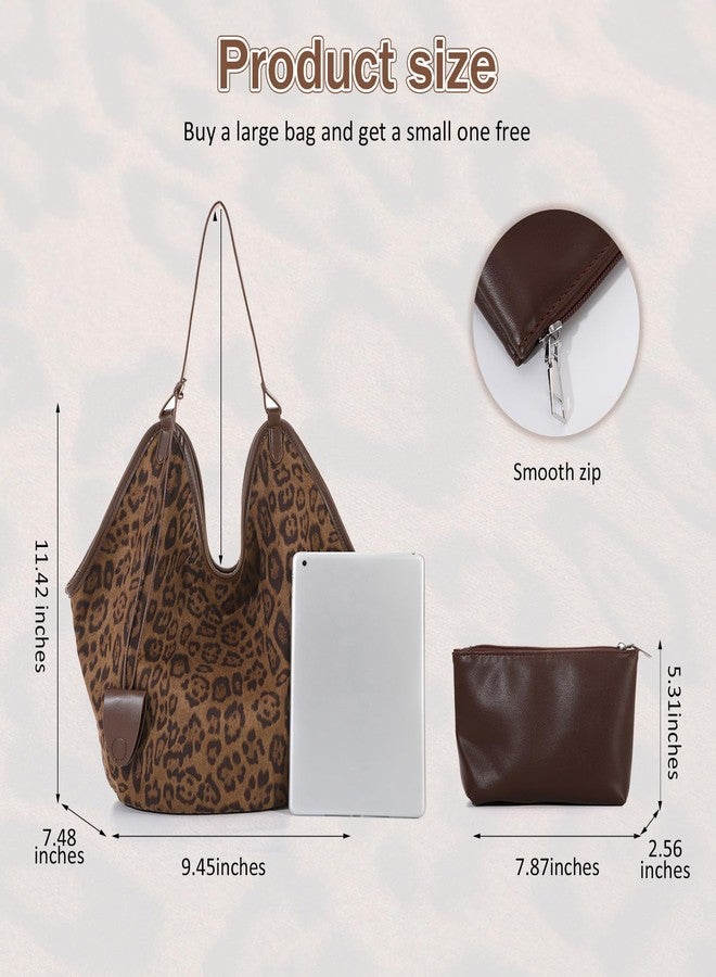 SUKUTU Leopard Tote Bag for Women Large Capacity Suede Leather Cheetah Print Purse Vintage Hobo Bags - Image 3