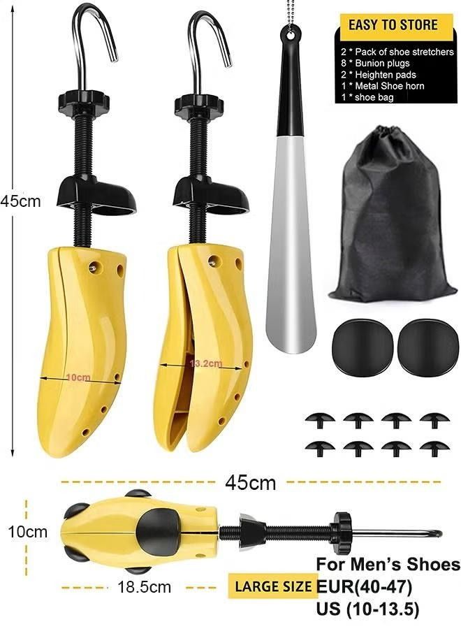 XiuWoo Plastic Shoe Stretcher Shoe Tree Expander Widener Adjustable Length Width for Men with Shoe Horn and Storage Bag - Image 3