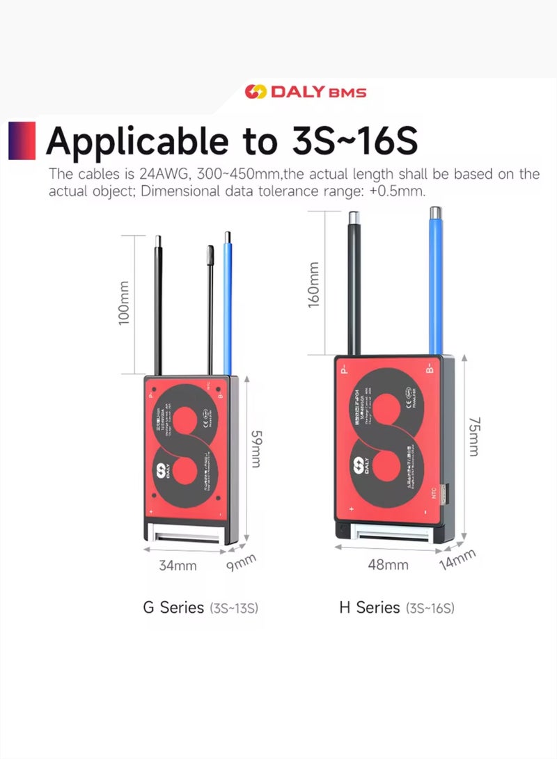 دالي Daly BMS 20A مقاوم للماء مع موازن – نظام إدارة بطاريات 10S 36V ليثيوم أيون وLiFePO4 18650 - Image 5