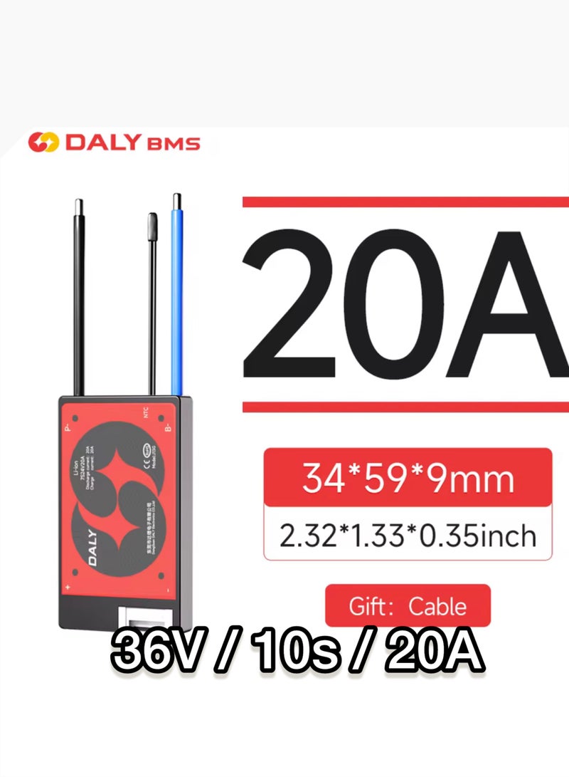 دالي Daly BMS 20A مقاوم للماء مع موازن – نظام إدارة بطاريات 10S 36V ليثيوم أيون وLiFePO4 18650 - Image 1