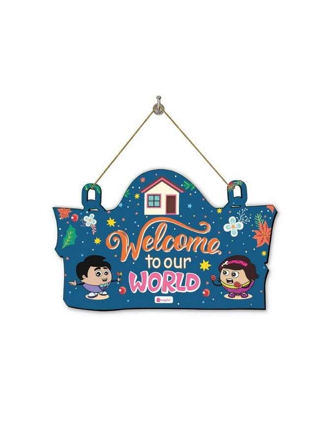 Indigifts Kids Room Decorative Items Printed Designer Wooden Door Wall Hanging 11.05X7 Inches Signboardkids Room Décor  - Image 1