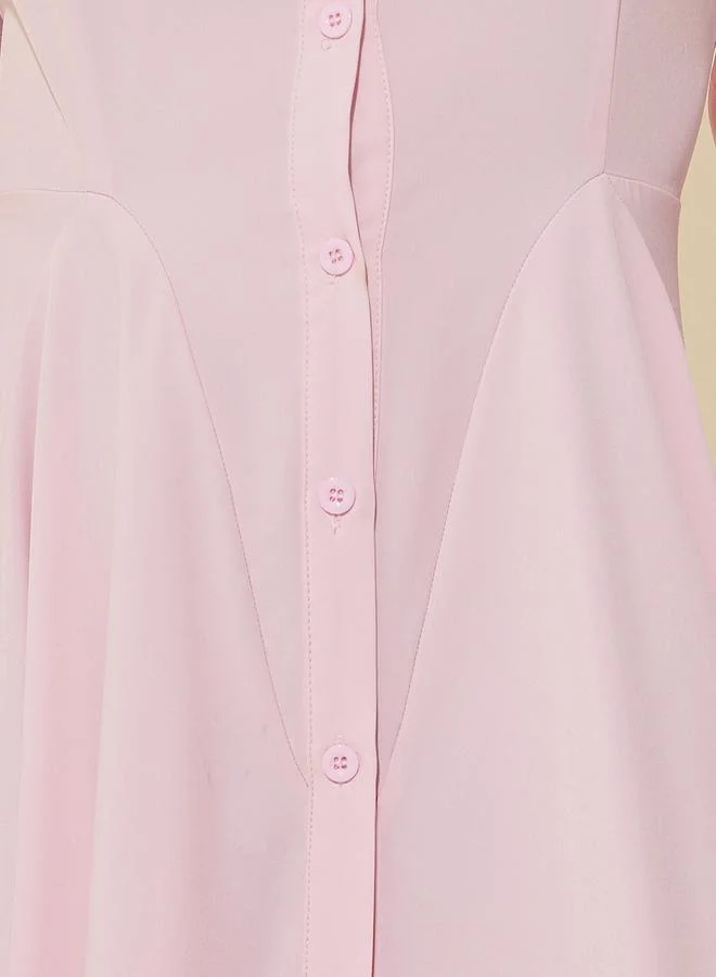 Take Two Take Two Solid Long Sleeve Shirt Maxi Dress