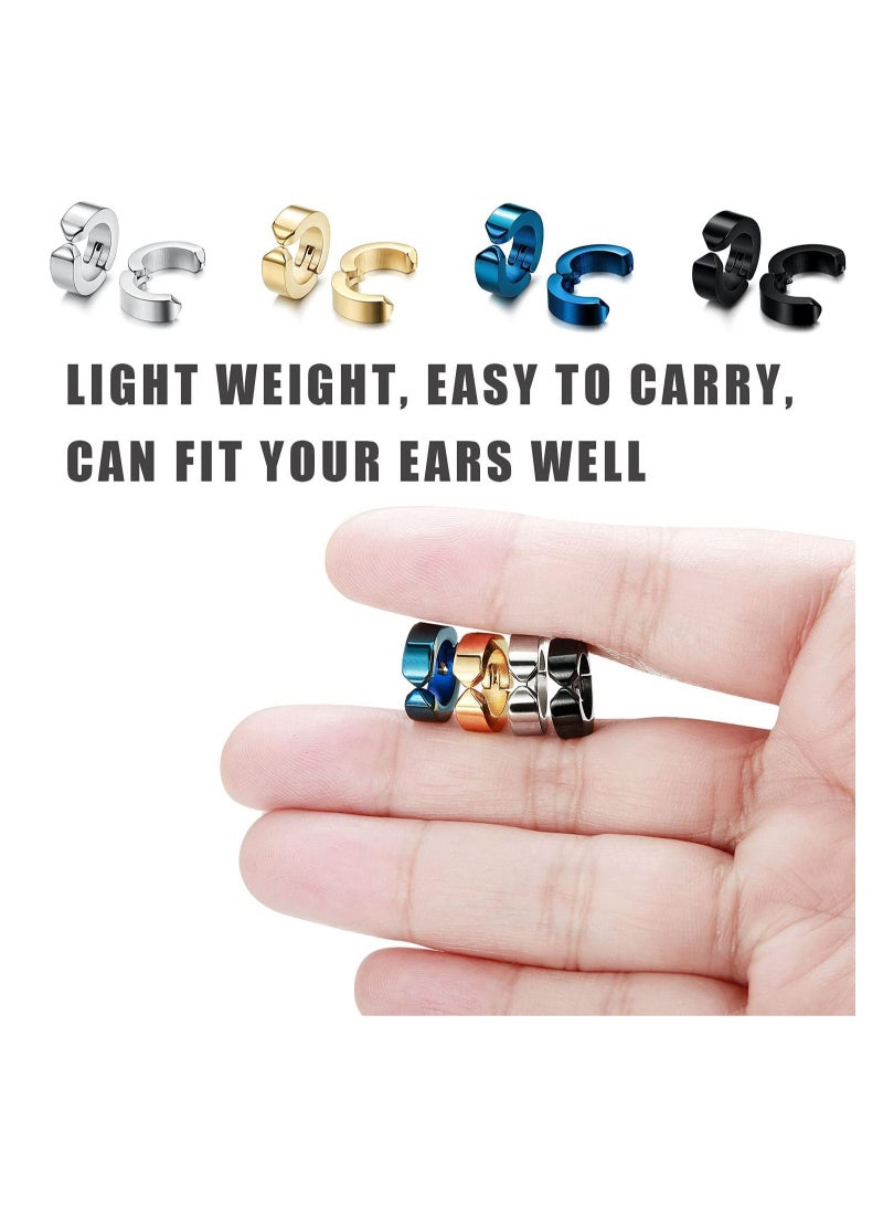 SYOSI 8 Pcs Men Magnet Ear Stud Non Piercing Clip Earrings  - Image 4