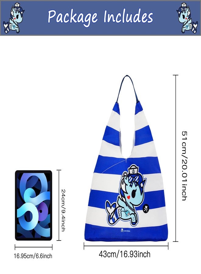 Tokidoki Canvas Hobo Bag for Women Cute Unicorno Shoulder Bag Weekender Bag Shopper Handbag Travel Purse (Blue) - Image 2