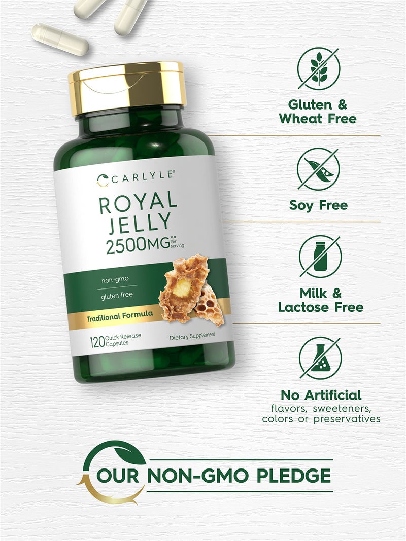 Carlyle Royal Jelly Capsule | 2500mg | 120 Count | Non-GMO and Gluten Free Formula | Traditional Supplement - Image 4