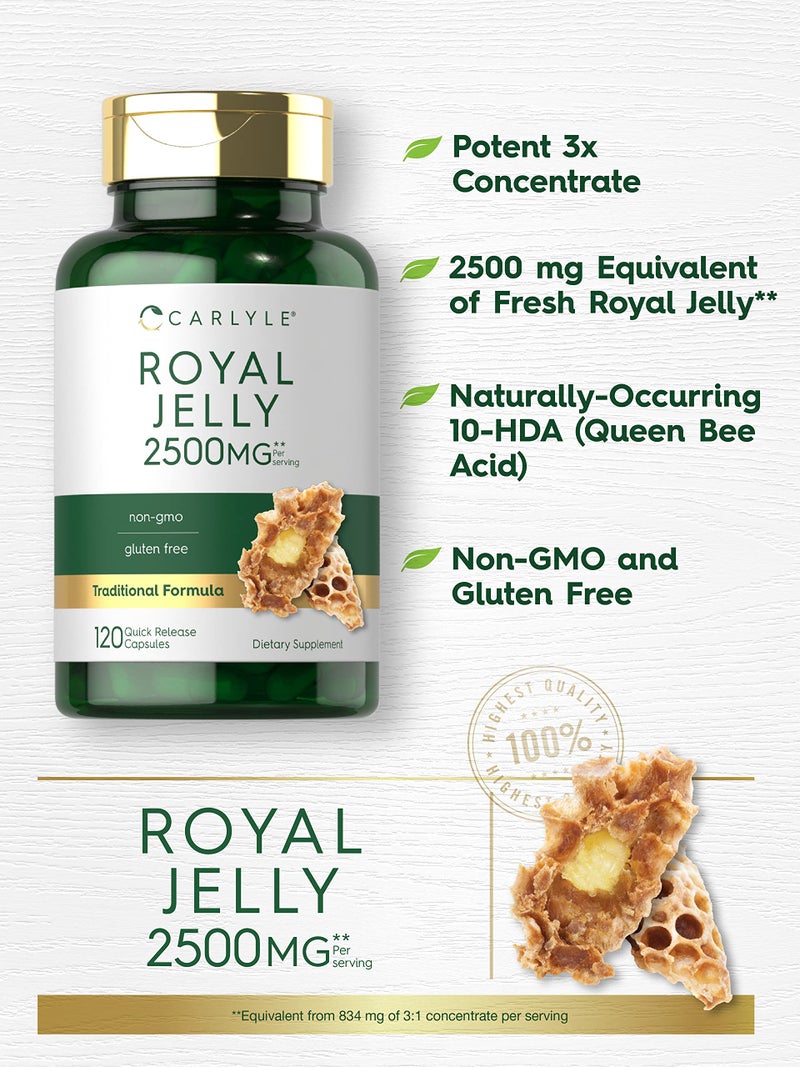 Carlyle Royal Jelly Capsule | 2500mg | 120 Count | Non-GMO and Gluten Free Formula | Traditional Supplement - Image 3
